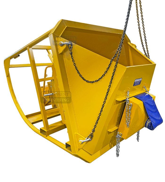CKROF20 2.0cu.m Concrete Kibble with lever actuate clamshell gate in Laydown position