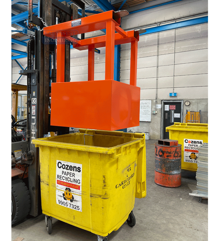 FCA110 1100L Wheelie Bin Compactor Forklift Attachment