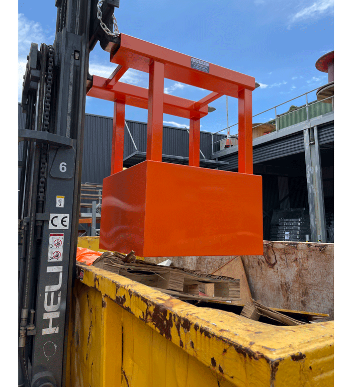 FCA110 1100L Wheelie Bin Compactor Forklift Attachment