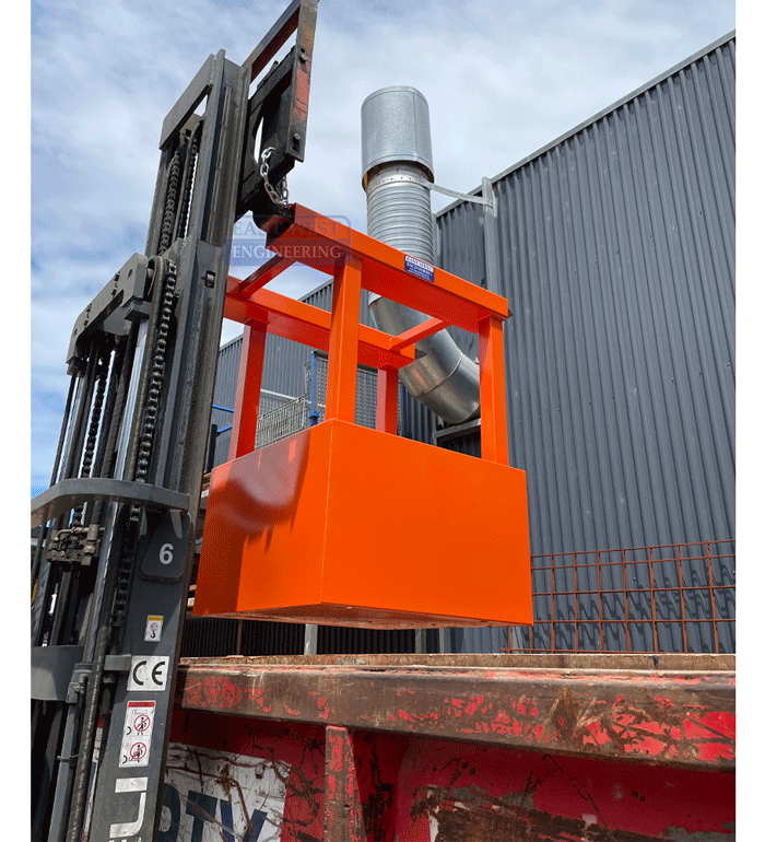 FCA110 1100L Wheelie Bin Compactor Forklift Attachment