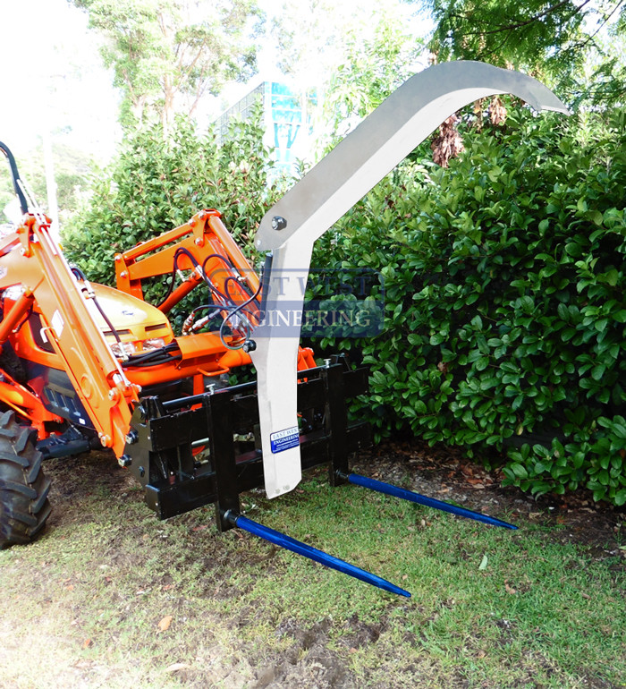 GA-01 Log Grab Attachment on Tractor Euro Carriage with Bale Spears