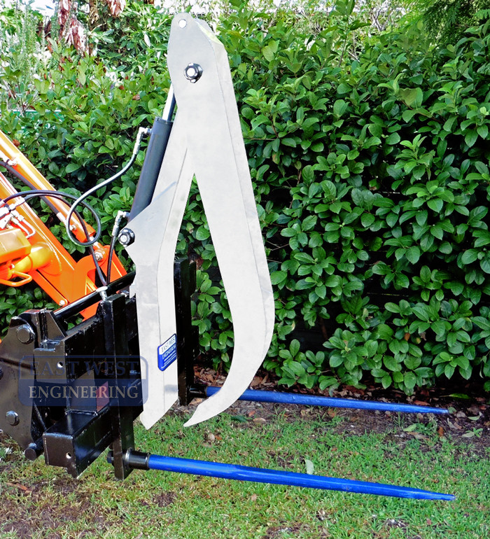 GA-01 Log Grab Attachment on Tractor Euro Carriage with Bale Spears