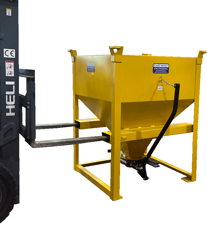 HBF Hopper Bin - Slide Valve with fork pockets for ease of transport