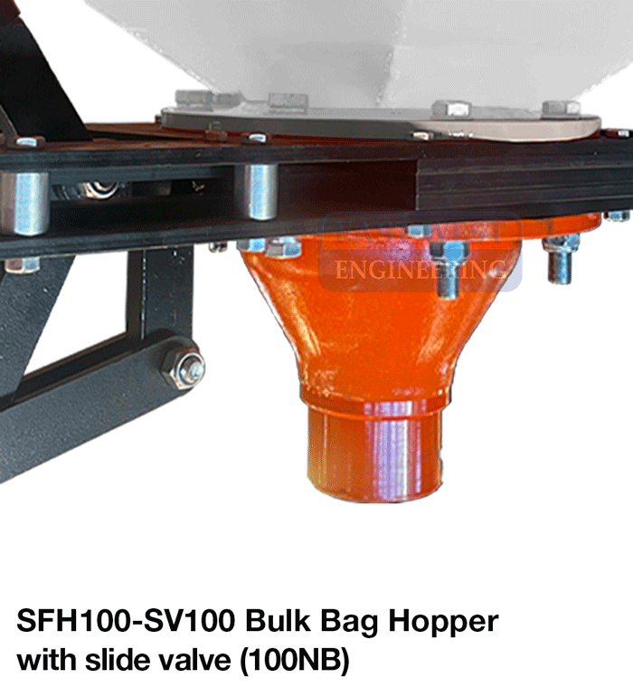 SFH100-SV100 Bulk Bag Hopper - Slide Valve with Adaptor Funnel (100NB)
