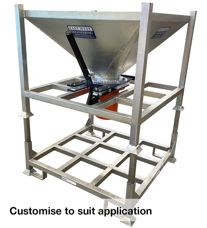 SFH100 Bulk Bag Hopper customised with a slide valve 200mm dia output and extension frame