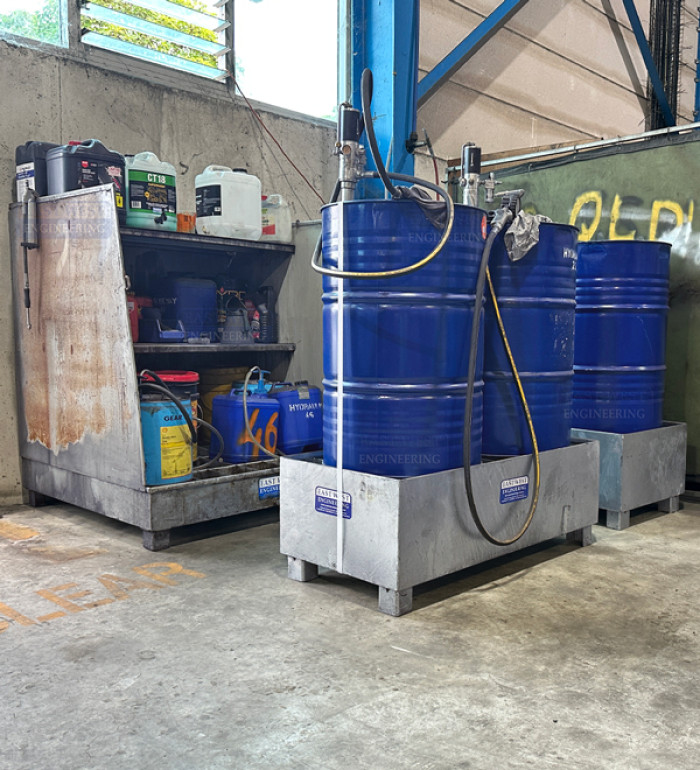 SL Spill Bins in use for 240L drum storage