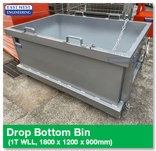 East West Engineering Custom Drop Bottom Bin Crane & Forklift