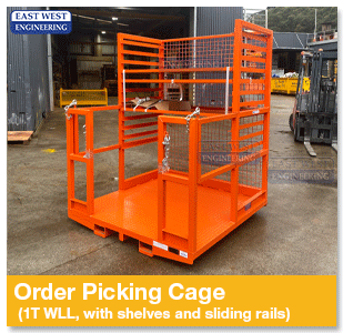 East West Engineering Custom Order Picking Cage with shelves