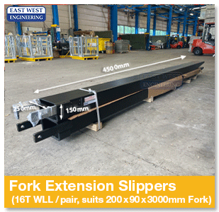 East West Engineering Custom Fork Extension Slipper to suit 16T Hyster forklift